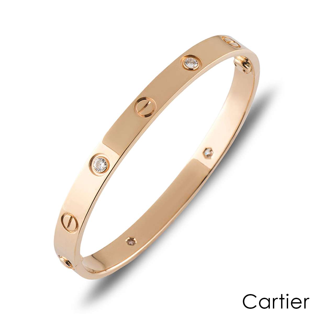 Cartier Rose Gold Half Diamond Love Bracelet Size 20 B6036020